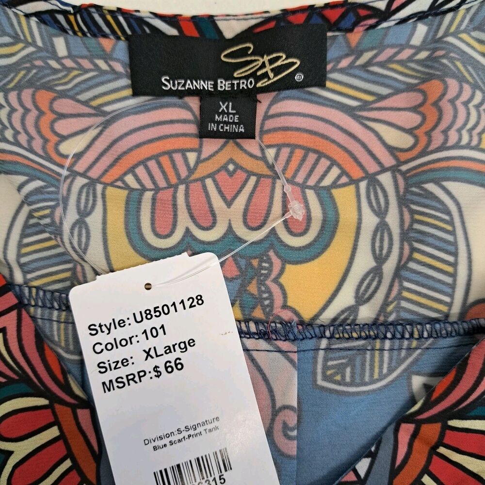 Suzanne Betro Flowing Sleeveless Scarf Print  Women's XL Blouse - Picture 3 of 6